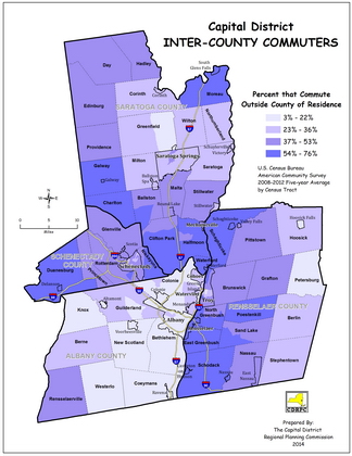 Capital District % Commuting Outside County of Residence Map