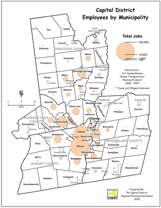 Capital District Employees by Municipality Map