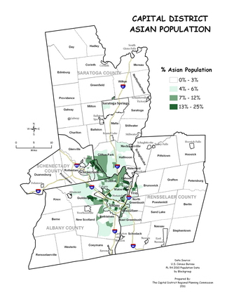 Capital District 2010 Percent Asian Population Map