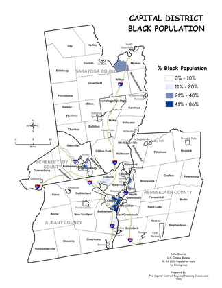 Capital District 2010 Percent Black Population Map