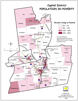 Capital District Percent Living in Poverty Map