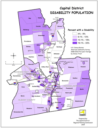 Capital District Percent of Persons with Disabilities Map