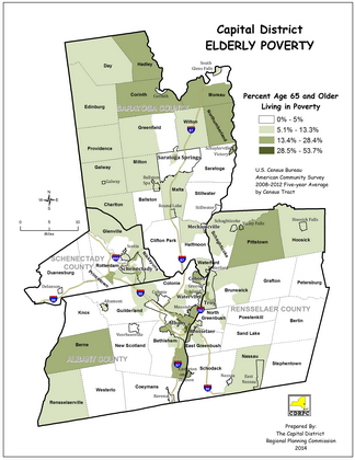 Capital District Percent Elderly Living in Poverty Map