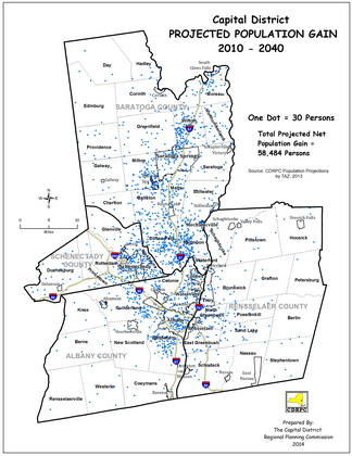 Capital District TAZ Projections:  2010-2040 Map