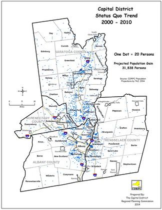 Capital District Projected Population Change:  2000-2010 Map