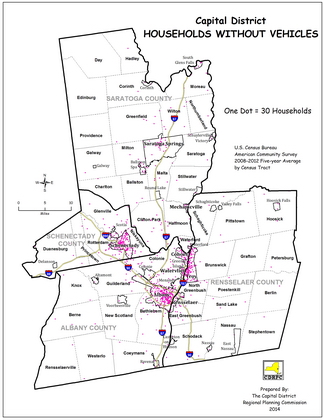 Capital District Households with No Vehicles Map